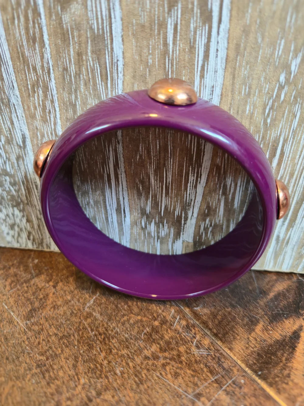 Forever 21 Purple Bangle Bracelet with Copper Rose Gold Accent Studs
